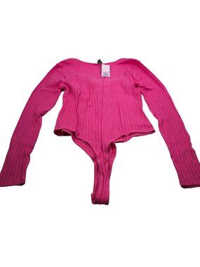 Wild Fable Women's Large Long Sleeve V-Neck Bodysuit Cut Out Twist Snap Stretch